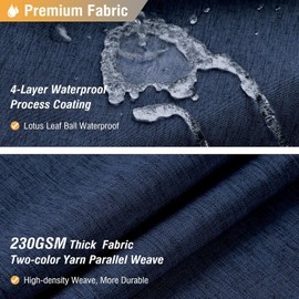 BTTN Long Fabric Shower Curtain - 72x80 Inch Linen Textured Heavy Duty Polyester Cloth Shower Curtain Set with 12 Plastic Hooks, Hotel Luxury Waterproof Modern Shower Curtains for Bathroom, Navy Blue