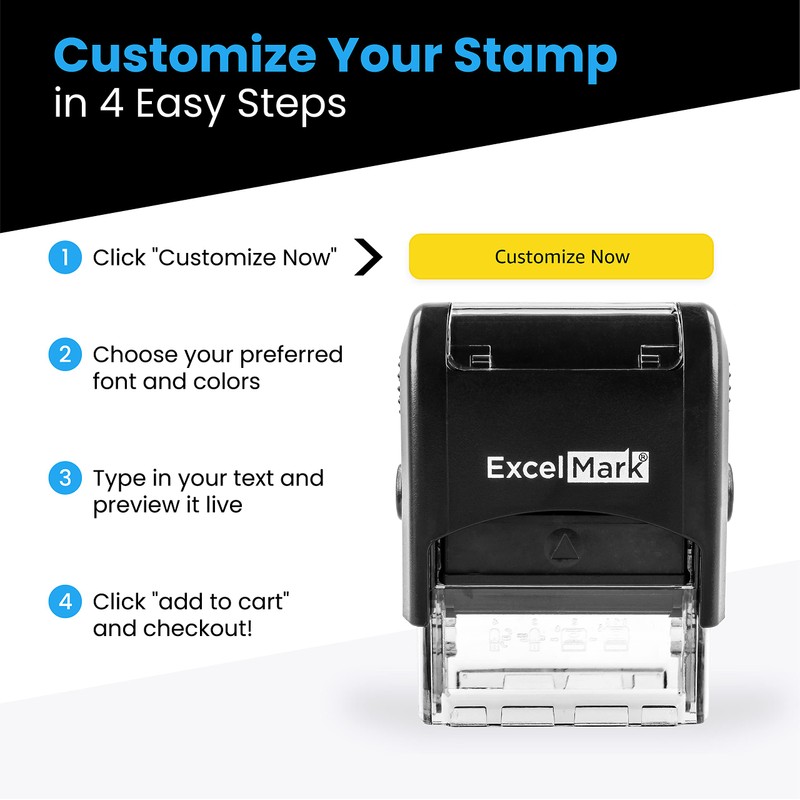 ExcelMark Custom Self Inking Rubber Stamp - Up to 3