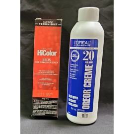 L'Oréal L'Oreal HiColor for Dark Hair/H11 Intense Red 1.74oz with 8oz 20 Vol Oreor Creme