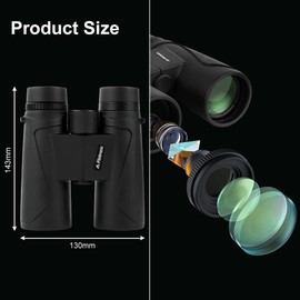Flintonic High Power Binoculars, 12x42 High Definition Binoculars, Waterproof & Fogproof Telescopes with BAK4 Prism, Suitable for Hunting Bird Watching Hiking Concerts & Football Games