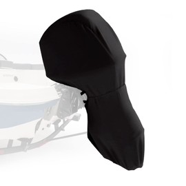 GOTRUTH Full Outboard Motor Cover, 800D Heavy Duty Waterproof Boat Motor Cover, Trailerable Boat Engine Cover Fit for Motor 100-150 HP, Black