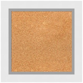 Amanti Art Natural Cork Board for Wall, 18x18 Vision Board with White Frame, Small Corkboard Office Decor for Home Organization, Modern Contemporary Corkboard Pinboard to display items for home