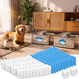 Kastty Filtros para Bebedero de Perros de 15 L, Juego de 10 filtros de Repuesto para bebederos de Acero Inoxidable FS80/FS81, filtración de 5 etapas, carbón Activado y PP.