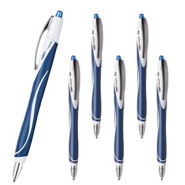 6 x Bic Atlantis Air Retractable Ballpoint Pens, Full Length Grip & Cushioned Spring Tip That Floats Across Paper for Ultra Smooth Writing! (Blue Ink)
