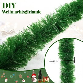 Pack of 4 Christmas Garlands, Green, Artificial Fir Garland, Diameter 9 cm, 12 Metres, Christmas Garland, Christmas Tree Decoration, Tinsel for Mantle, Stairs, Fireplace, Christmas, Indoor, Outdoor