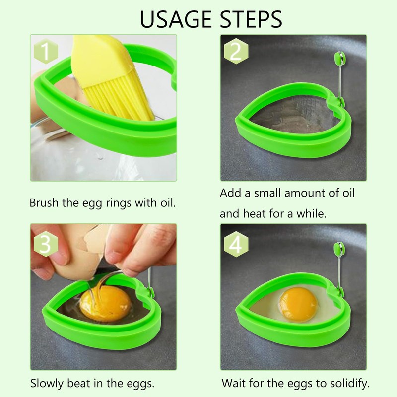 YOLCAR Food Grade Silicone Egg Rings, 4 Pack Egg Ring