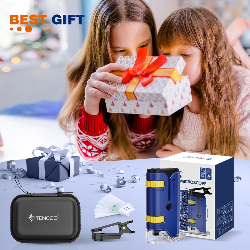 100x-250x Pocket Microscope for Kids Adults, Protable Handheld Miniscope, Mini