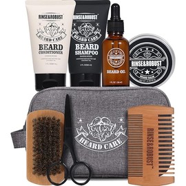 Rinse & Robust Beard Kit Beard Care Grooming for Men Beard Travel Set Gift Set for Men Travelling Bag for Men