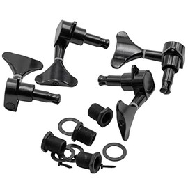 vhbw Tuning Pegs Machine Heads Pegs 2R2L Compatible with Guitar, Bass Guitar Pegs, Tuning Mechanics, 14mm Intake, Black