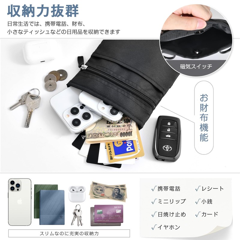 Wasenn Men's Maho Pouch, Shoulder Bag, Canvas, Neck Pouch, Pochette,