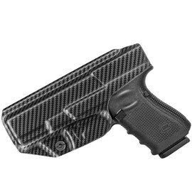 Amberide IWB KYDEX Holster Fit: Glock 19/19X/44/45 Gen(3-5) & Glock 23/32 Gen(3-4) Pistol | Inside Waistband | Adjustable Cant | US KYDEX Made (Black Carbon Fiber, Right Hand Draw (IWB))
