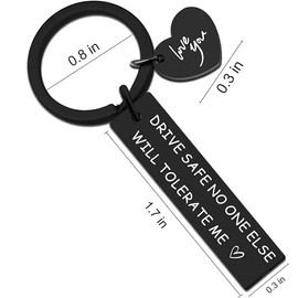 Valentines Day Gift Drive Safe Keychains for Boyfriend Husband Presents (Black)