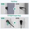 Flat Plug Extension Cord, Power Strip with 6 Universal Outlets