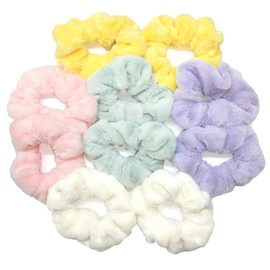 10Pcs Colorful Ponytail Holders Hair Scrunchies (Multi Colour D)