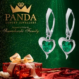 Earrings 925 Silver Hanging for Women Heart Earrings Girls Drop Earrings with Round Crystals Stone Jewellery for Her Gift Mother's Day Valentine's Day, Sterling Silver Glass, Crystal