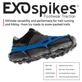 Kahtoola EXOspikes Footwear Traction for Winter Hiking & Running in Snow, Ice & Rocky Terrain - Blue - Medium