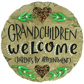 Carson Welcome Garden Stone, Garden Decor Stepping Stones with Beadworks Decorative Home Accent, Round, 9.5 x 9.5 inches