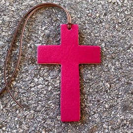 Air Flair | Leather Car Air Freshener | Cross (Fuchsia, Leather Scent)