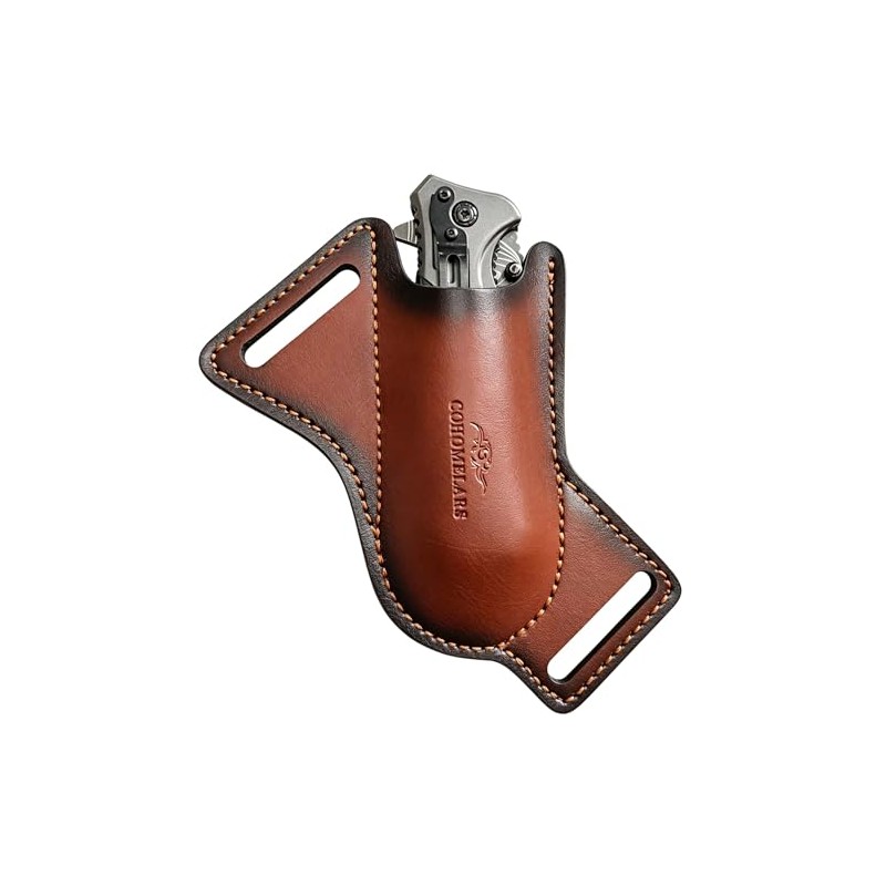 Leather Folding Knife Sheath for Belt, Horizontal Carry Brown Knife
