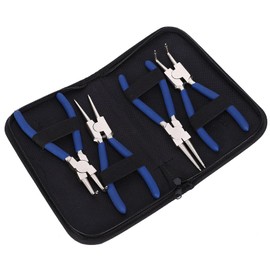 Fdit Precision 4pc 7 Internal External Snap Ring Pliers Set with Reset Spring for Tool Enthusiasts