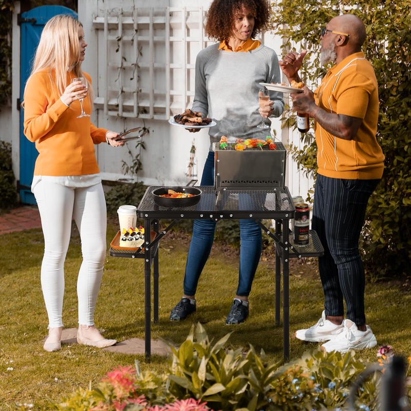 REDCAMP 35x16 Folding Grill Table for Outside with 2 Side