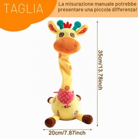 MeHoo Giraffa parlante e danzante, bambola di peluche leggera per bambini, con funzione di controllo del volume e registrazione, ripete quello che dici, perfetta per regali