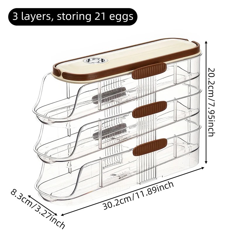Automatic Rolling Egg Storage Box – Refrigerator Egg Organizer Rack