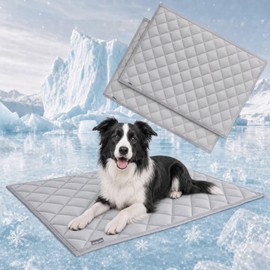 JoyBlooms Cooling Mat for Dogs 2Pack Cooling Pad for Dogs Pad Crate Pad with Elastic Strap,Q-Max 0.46 Cool Anti-Slip Breathable Thin Lightweight Portable Washable Kennel Mats Grey 35" x 23" (L-Crate)