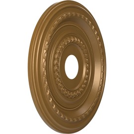 Ekena Millwork CMP19COCGH Cole Thermoformed PVC Ceiling Medallion (Fits Canopies up to 5 1/8"), 19"OD x 3 1/2"ID x 1"P, Metallic Gold Rush