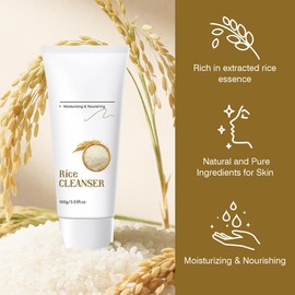 Rice Face Cleanser, Refreshing Face Wash & Makeup Remover, Deep Cleansing Exfoliation, Moisturizing and Hydrating Suitable for Dull and Oily Skin 100g