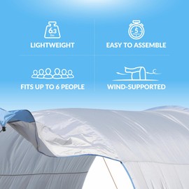 OUTELY Beach Shade, The Classic Wind-Supported Beach Canopy with UPF 50+ Protection, 7.5ft Tall, Portable & Easy Setup for 3-6 People