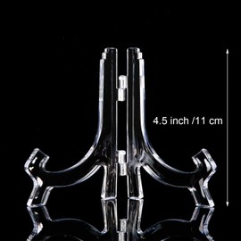 HESTYA 12 Pcs Clear Acrylic Easels Plate Stands Holders to Display Pictures or Other Items for Display Decoration (4.5 Inch)