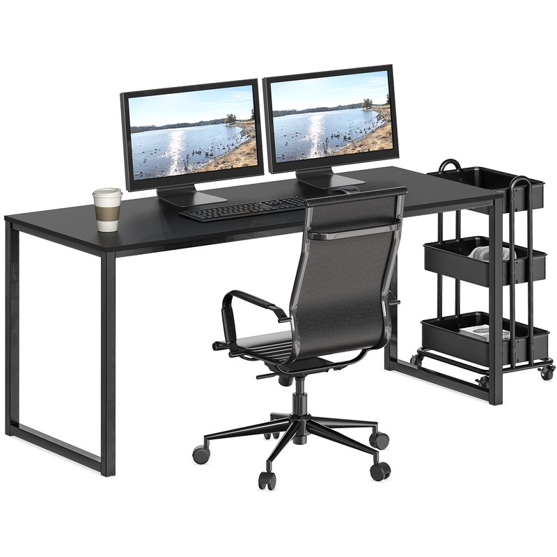 SHW Mission 55-Inch Home Office Computer Desk, Black