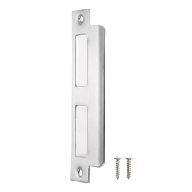 sourcing map Door Strike Plate, 145mm x 40mm 201 Stainless Steel Latch Deadbolt Strike Plate for Door Frame Door Jamb, Silver