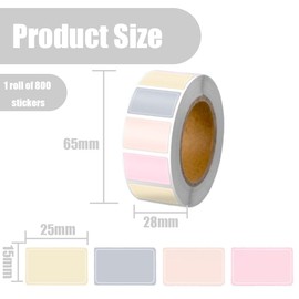 JchEnye Pack of 800 15 x 25 mm Labels Stickers, Removable Household Labels Rolls of Empty Colourful Stickers, All-purpose Labels for Offices, Kitchens, Storage Containers and Bottles, Bag Stickers