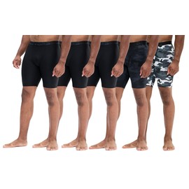 DEVOPS Men's Compression Shorts (Large, Black/Camo Black/Camo Grey)