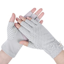 Womens fingerless Driving Gloves UV Protection Half Finger Cycling Gloves Cotton Summer Sunblock Gloves Non-Slip Riding Wrist Mittens Breathable Outdoor Sport Gloves for Driving Cycling Fishing