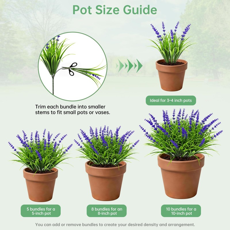 15 Bundles Artificial Plants & Flowers UV Resistant No-Fade, Purple