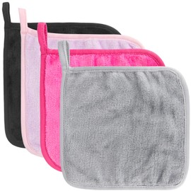 Pinowu Reusable Microfiber Makeup Remover Cloths (4pcs) for Face, Super Soft Chemical Free Facial Cleaning Towel for All Skin Types (20x20cm)