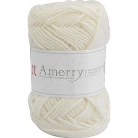 Hamanaka Amerry 2261 Wool Knitting Yarn, Medium Weight, Color 20, White Color Family, 1.4 oz (40 g), Approx. 120.3 Yards (110 m), 5-Ball Pack