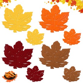 Lets Joy 8 pieces maple leaf place mats, 8 pieces maple leaf coasters, felt place mat set, Thanksgiving place mat set, coaster decorations, party table, Thanksgiving, autumn time decoration
