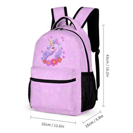 Fovanxixi Pink Flower Unicorn Kids Backpack Lightweight Book Bag Schoolbag Backpack for Teens Girls Boy Back to School