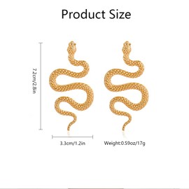 TTPSRY Women's Snake Dangle Earrings Boho Punk Large Snake Earrings Hypoallergenic Stylish Beautiful Jewellery Suitable for Everyday and Party Wear, Alloy Steel