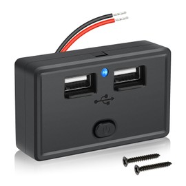 Linkstyle RV USB Outlet, Dual USB A Charging Socket Panel with LED Light & On/Off Switch for 12V/24V Auto Boat Marine