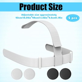 Head Strap for Quest 2 Headset Strap, Adjustable Headband Replacement for Quest 2 with 4 Thumb Grip Caps, Enhanced Comfort Support for VR Gaming, Compatible with Quest 2 Headset