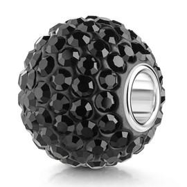 Silver 12 x 16 mm Beads Rhinestone Materia XXL - Sterling Silver 925 European Bead Crystal Pendant Black Beads Chain 1230#