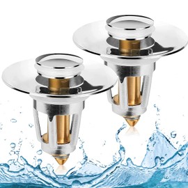 Topsky Conjunto de 2 Tapones Emergentes para Fregadero: Colador de Drenaje Antiobstrucción para Agujeros de 1.1 a 1.49 Pulgadas. Instalación Rápida y Efectiva