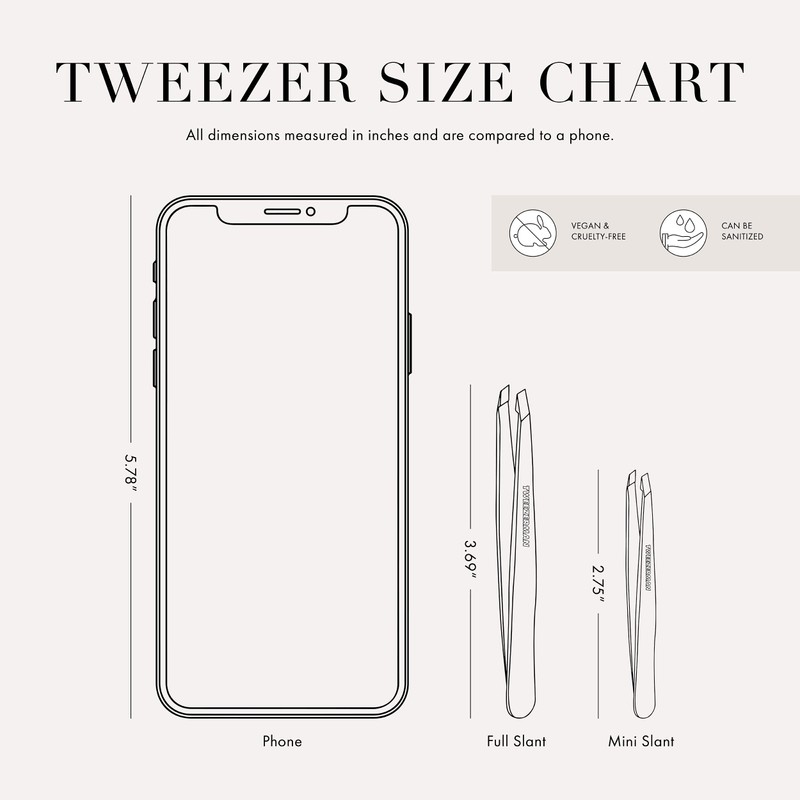 TWEEZERMAN 1252-RSGR Mini Version Tweezers with Hand-Finished Slanted Tip for