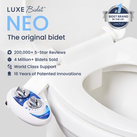 LUXE Bidet NEO 120 - Self-Cleaning Nozzle, Fresh Water Non-Electric Bidet Attachment for Toilet Seat, Adjustable Water Pressure, Rear Wash (Blue)