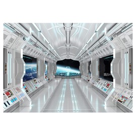 YYNXSY 7X5FT Spaceship Interior Science Fiction Series Background with Earth Background Window View Spaceship Photography Background Space Station Children's Room Decoration Photo Shooting YY-2001
